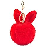 Dailygocn Plüsch Pompon Schlüsselanhänger gefälschte Kaninchen Ball Schlüsselanhänger Pompon Tasche weiche Dekoration Frauen Kaninchen Schlüsselanhänger (8 cm, 5#)