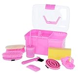 Kerbl Putzbox rosa mit Inhalt 8-teilig (für Kinder, Pferdebürsten, Mähnenbürsten, Putzkiste mit Bürsten, Pferdepflege, Putzzeug pink) 321766