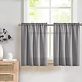 TOPICK Scheibengardine Bistrogardine Sheer Vorhang Privatsphäre Fenstervorhang Gardine Gaze Paarig Schals Scheibengardinen Fensterschal für Küche Wohnzimmer Landhaus 2er-Set 90Bx60H(cm) G