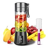 Tragbarer Mixer, Ksera Mini Standmixer Smoothie Maker, Smoothie Juice Cup - 3D Sechs Klingen, Leistungsstarker USB wiederaufladbarer tragbarer Entsafter für Zuhause (Schwarz)