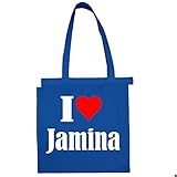 Tasche I Love Jamina Größe 38x42 Farbe Grau Druck Schw