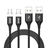 ZIIXII Magnetisches USB C Kabel Nylon [2Stück 1m] Magnet Ladekabel USB Typ C Schnellladekabel für Samsung Galaxy S21/S20/S10/S9/S8/A40/A50/M20, Huawei P30/P20/Mate 20, Xiaomi, Sony, LG, Honor, O
