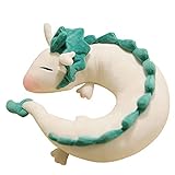 GXFLO Anime Cute White Dragon Nackenkissen U-Förmigen Travel Pillow-Puppe Plüschtier White Dragon Nackenkissen, Weichem Plüsch Drache Gefüllte Pupp