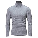MENSU Herren Rollkragen Langarm Pullover Sweater Lässig Einfach Gestrickt Dick Warm Fleece Jumper Männer Einfarbig Slim Fit Funktionshemden Bequeme Mode Herbst Rollkragen Sweatshirt Tops Knitw