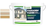 Derendo Fassadenfarbe braun 2,5l mit EXTRA hohem Wetterschutz, matte silikonharzverstärkte Fassaden Farbe, hohe Deckkraft und gute Füllkraft bei kleinen Rissen (Sandbraun 5-37)