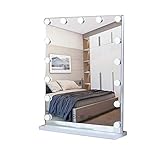 DRSM Make-up-Spiegel LED-Schminkspiegel-Beleuchtungs-Kit, HD-Metallrahmensockel Smart-Touch-Taste im europäischen Stil Sicher und langlebig für Friseursalon-Tisch-W