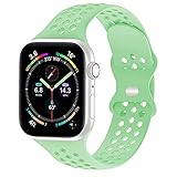 TopPerfekt Armband kompatibel für Apple Watch 38mm/40mm/41mm Damen Herren Atmungsaktives Weiches Silikon Sport iWatch Bands Ersatzarmband kompatibel für iWatch Serie 7/6/5/4/3/2/1/SE (mintgrün)