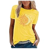 Fannyfuny Kurzarm Bluse Damen Weiß Rundhals Kurzarm Oberteile Lässige Tees Pullover Frühlings Herbst Basic Shirt Oben Hemd Grafik Drucken Oberteile Tunika Blusen Tees Sweatshirt Pullover H