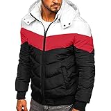 Julhold Herren Pull Over Puffer Jacket Winterjacke Männer Hoodie Sport Mantel Zipper Kapuzenpullover Outwear Freizeit Winter Warme Kleidung Top Bluse(02 Schwarz,M)