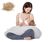 Bio Dinkelspelz - BIOLAND QUALITÄT - Seitenschläferkissen / Stillkissen / Lagerungskissen 190 cm lang von be Mama! Naturprodukt inkl. Bezug (abnehmbar) - grau, Punk