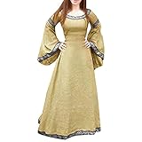 AMhomely Übergröße Mittelalter Vintage Kleider Keltische Langarm Maxikleider Renaissance Cosplay Kleid Queen Kleid Verkaufsräumung Frauen Kleid Renaissance Vintage Retro Kleider, braun, M