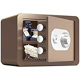 SOFACTY Tresore Feuerfester Elektronischer Tresor Stahlschrank Mechanischer Passwort-Safe Kleine Mini-Safe-Aufbewahrungsschränke Für Zuhause,Braun,25x25x35