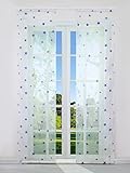 CORLIF Schiebegardinen Sterne Muster Flächenvorhänge Set 2er Gardinen mit Klettband Schiebevorhang Transparent Vorhang inkl. Beschwerungsstäben Blau BxH 57x175cm 2 Stück