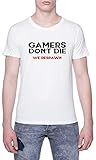 Gamers Dont Die We Respawn T-Shirt Herren Kurzarm Weiß Men White Tee XXS