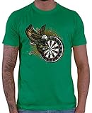 HARIZ Herren T-Shirt Dart Adler Bullseyes Dart Darten Dartscheibe WM Inkl. Geschenk Karte Grün XXL