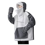 VESNIBA Übergroßes Hoodie Decken-Sweatshirt Warm Plüsch Taschen-Decke Kapuzenpullover für Damen Herren und Jugendliche,Geschenkidee（Schwarz_a90,XL）