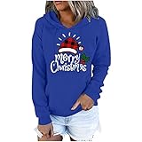 Weihnachtspullover Hoodie Damen Weihnachten Schneemann Print Weihnachtspulli Xmas Kapuzenpullover Weihnachtssweatshirt mit Kap