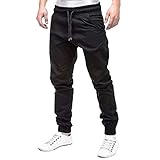 Ur_Ben Einfarbig Jogginghose für Herren leichte schnell trocknende Herrenhose mit Reißverschlusstaschen Trainingshose mit elastische Freizeithose(Schwarz,L)
