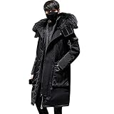 YDYBY Herren Winterjacke Entendaune Daunenparka Wintermantel Winddicht Daunenkapuze Wasserabweisend Daunenparka Jacke mit Taschen und Fellkapuze,Schwarz,L