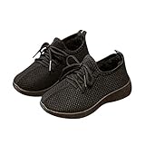 DEBAIJIA Mädchen Jungs Flache Schuhe 2-10 Jahre Kinder Low-Top Mesh Kind Kleinkind Beiläufig Weiche Sohle rutschfest Atmungsaktiv Draussen Leicht EU 31.5 Schwarz(Etikettengröße 31)