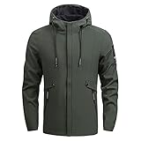 YEBIRAL Herren Softshell Jacke Outdoor Leichte Übergangsjacke Freizeitjacke Funktionsjacke Winddicht Sportjacke Herbst Frühling Blouson mit Kap