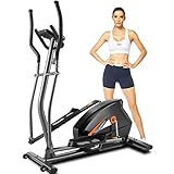 HIROLLOP Crosstrainer Für Zuhause, Ellipsentrainer mit APP-Steuerung,10-Stufen-Magnetwiderstand, LCD-Monitor, Herzfrequenzsensor,180 kg Max. Belastung(Grau)