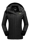 Damen Wasserdicht Skijacke Fleece Winddicht Berg Winter Schneejacke Warm Outdoor Sports Regenmantel mit Abnehmbarer Kapuze - - M