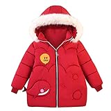 TT- Baby Kinder Jungen Warm Steppjacke Baumwolle Winter Mantel Dicke Kinderjacke Winterjacke Flaum gefüttert Winter Kapuzenjacke mit Kunstfell Outerwear Steppjacke 8 Months-3 Years (Rot, 2-3 Years)