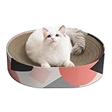 ComSaf Kratzbrett für Katzen, 44x34x10cm Kratzmatte Katze, Ovale Katzen Spielzeug Kratzmöbel Wellpappe, Recycelbar Kratzpad aus Qualitäts-Pappe, Halten Sie Katzen Spaß G