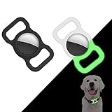 Supet Silikon Schutzhülle für AirTag, Halter kompatibel mit Airtag für Hund Katzenhalsband GPS Tracking Pet Collar Holder (2 Stück, Schwarz + Nachtgrün)