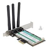 WLAN-Adapter PCI-E-Netzwerkkarte, Dualband 2,4/5 GHz 450 MBit/s Wireless 3 Antennen PCI Express-Adapter, Kompatibel mit PCI-E X1/X4/X8/X16, für Desktop-PC