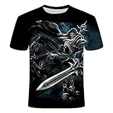 Wijider Kurzarmhemden Herren，Unisex 3D Gedruckte Skelett Sensenmann Muster T-Shirt ， Herren Kurzarm Atmungsaktive Tops Summer Beach T-Shirt Bluse-XXXXL