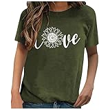 GODKS Rundhals T Shirt Damen Einfarbig Brief Druck Einfach Lässige Oberteile Sommer Vintage Sweatshirt Tunika Tops Teenager Mädchen Pullover Shirt Beiläufige Crew Neck Hemdb