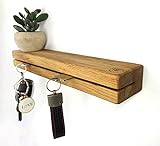 Schlüsselbrett Holz mit Ablage - Schlüsselboard aus Eiche - Schlüsselhalter Key Organizer Wand Aufbewahrung W