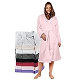 Twinzen Bademantel Damen - XS - Rosa - 100% Baumwolle (350g/m²) OEKO-TEX® Zertifiziert - Bademantel mit Kapuze, 2 Taschen, Gü