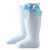 Hirolan Lange Socken Mit Schleife FüR Neugeborene, Elegante Socken FüR Prinzessin Und MäDchen Winter Wollesocken Stricksocke Baumwollsocken EinheitsgrößE 0-2J