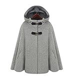 LaoZan Damen Faux Wollmantel Poncho Winter Cape Peacoat mit Kapuze Mäntel Jacke XL G