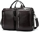 XINYUDAGE Herren Leder Business Große Kapazität One-Shoulder Aktentasche Multifunktions-Handgepäcktasche Reiserucksack Weiches Leder Lässiger Vintage-Stil-44x30,5x13,5cm_Öl Kaffee I