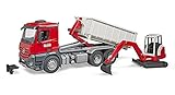 Bruder 03624 - Mercedes Benz Arocs LKW mit Abrollcontainer und Schaeff Minibagg
