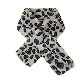 JJggsi4 Schal mit Leoparden Damen Muster Herbst Winter Weicher Warmer Plüsch Schal Flauschig Faux Kaninchenfell Winterschal Herbstschal Kunstpelz Fellkragen Schal Schlauchschal Loop S
