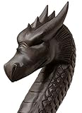 Windalf Schwarzer Mittelalter Wanderstock Drache FAFNIR 130 cm Drachenkopf Spazierstock Druiden-Stab Handarbeit aus H
