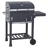 Jamestown Jaxon Holzkohle-Grillwagen mit höhenverstellbarer Kohlewanne & Deckelthermometer inkl. Flaschenöffner | Hochwertiger Grill für EIN gelungenes Barb