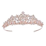 SWEETV Kristalle Prinzessin Krone Braut Tiara Diadem für Hochzeit Festzüge, Roség