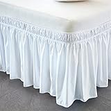 GSJNHY Bettvolant,Bettrock Bettrock umhüllen um elastische Bett-Shirts ohne Bett-Oberfläche Zweibettzimmer/Full/Queen/King Größe 38cm Höhe Home Hotel Gebrauch (Color : White, Size : 200x200x38cm)