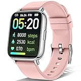 Sudugo Smartwatch Damen Herren, 1.69 Zoll Touch Armbanduhr Fitnessuhr mit 24 Sportmodi, Fitness Tracker IP67 Wasserdicht Sportuhr Smart Watch mit Schrittzähler, Pulsuhr, Schlafmonitor, Stoppuhr Pink