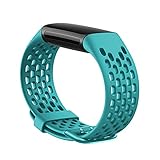 GQFDBS Armband Kompatibel mit Fitbit Charge 5, Weiches Silikon Verstellbare Fitness Ersatzbänder, Leichtes Atmungsaktives Wasserdichtes Sportarmband für Damen Herren (Minzgrün-2)