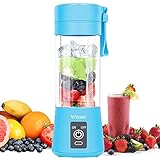 Wissec Mini Mixer,Tragbarer Persönlicher Mixer Blau,Geeignet für Smoothies und Milkshake,Elektrischer Mini Tragbarer Mixer,4000mAh USB Wiederaufladbar Juice Blender,Sechs 3D-Klingen,380