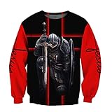 JJLLAZAD Christian Cross Jesus Knight Pullover Sweatshirt 3D Print Full Zip Casual Hoodie Lose Unisex-Jacke Mit Großen Taschen Im Herbst,Knight Sweater,5XL