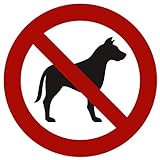 10 Stück Hunde verboten Aufkleber Ø 9,5cm Sticker mit UV Schutz für Außenbereich Innenb