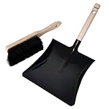 Lead Home Kehrblech und Naturhaar Handfeger, Kehrgarnitur, Handbesen & Schaufel, Kehrset schwarz, Kehrschaufel & Handbesen - Made in Germany
